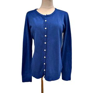 NEW Vintage Button Up Knit Cardigan Sweater Size M Royal Blue Pearl Buttons Soft